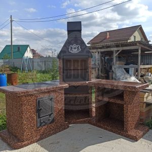 3х модульный угловой барбекю комплекс Люксбетон