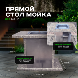 Разделочный стол с мойкой из нержавеющей стали